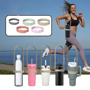 1 Pc Adjustable Sports Water Bottle Strap, Silicone Universal Fit for 8-40oz Bottles, Non-Slip Multi-Position, Gym Travel Outdoor, 5 Colors Available