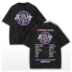 Washed Cotton Unisex Retro Jesus World Tour Coming Soon T-Shirt, Funny Christian Faith Tee, Christian Rapture Shirt, Faith-Based Apparel, Religious Gift