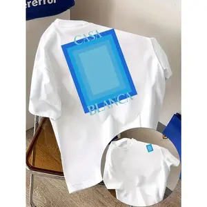 Men's casual short sleeved T-shirt with "CASA BLANCA" pattern printed - breathable and comfortable, suitable for all seasons, loose fit, good breathability | modern casual style | durable fabric