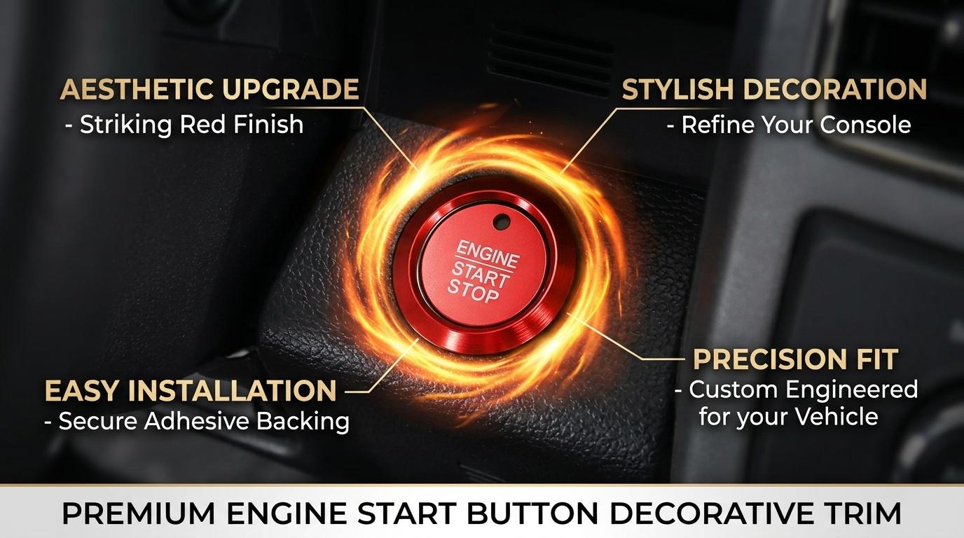 Ford F150 Accessories - Premium Red Aluminum Engine Start Stop Button Cover Trim Custom Fit Interior Mod Easy Peel & Stick Anti-Scratch Upgrade for F150 Owners