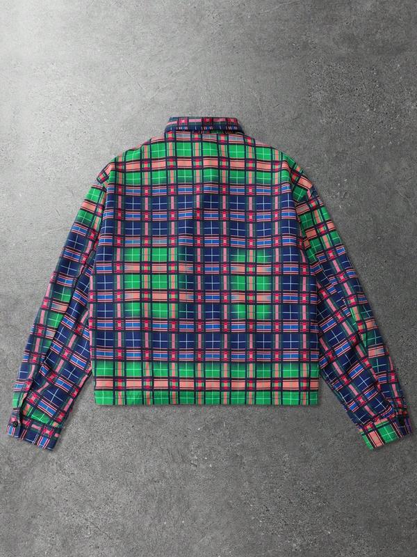 Men's Vintage Plaid Shirt with Rhinestones, Street Style Fashion, Casual Long Sleeve, Soft Comfortable Fabric, Casual Stylish Menswear