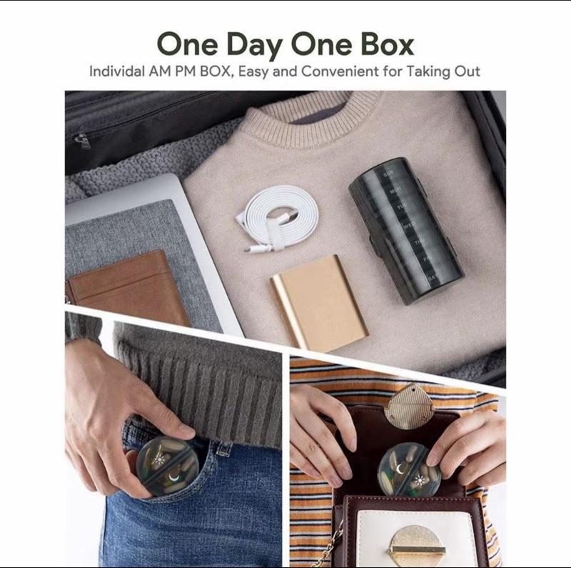 Weekly Pill Organizer, Medicine Organizer, Supplement Organizer, 7-day Large Capacity Pill & Vitamin Storage Box, Summer Essentials Portable Pill Box for Travel & Home Use, Organizer Storage