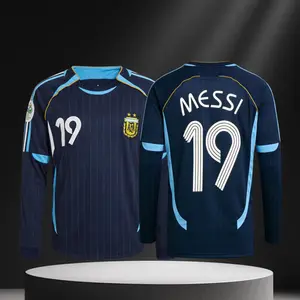 2006 Away Long Sleeve No.19 Messi Retro Soccer Jersey