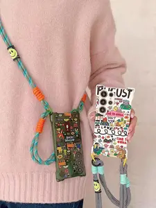 Suitable for Samsung S25 Ultra phone case, new and extremely attractive S24 Plus protection cover, S23 FE with high-end feel, S25 Edge wristband for carrying and hanging, S23U full package with four corner hanging holes and soft shell, Korean style