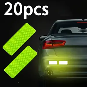 20 pieces, super bright reflective safety stickers - waterproof, fluorescent yellow green, suitable for cars, trucks, bicycles, and motorcycles