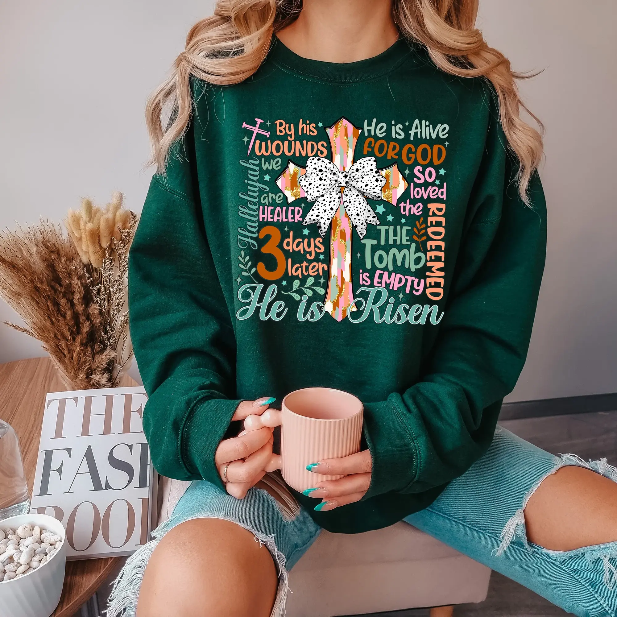 Christian Easter Sweatshirt, He Is Risen True Story Crewneck, Jesus Cross Faith Sweatshirt, Christian Gift for Women