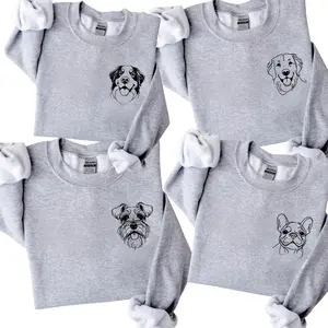 Custom Face Dog Ash Grey Sweatshirt, Dog Lover Sweater, 50 Dog Breeds Sweater, Dog Lover Shirt Gift