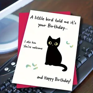 Funny Cat Birthday Card with Envelope - Humorous Happy Birthday Greeting Card Suitable for Anyone - Perfect for Christmas, Valentine's Day, and New Year Gifts