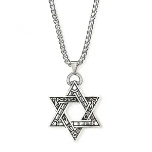 Six Point Star Pendant Necklace for Men Women