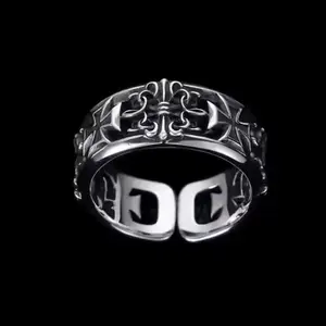 Fleur-de-Lis Cross Ring for Men - Gothic Style, adjustable& Comfortable Fit