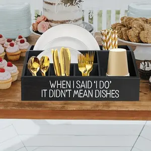 Counter Paper Dish Dispenser Party Wooden Cutlery Rack with Pen Dish Holder with Handle for Kitchen Camping Buffet holiday haul utensil holder multifunctional organizer plate deal storage multipurpose gift must have coffee bar