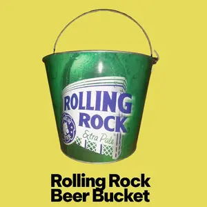Rolling Rock Extra Pale Beer Bucket | Metal | Round | Barware | Mancave | Beach | RRR Bar
