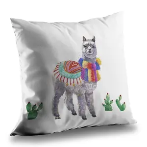 Begin Home Decor C1PT1414OF0TYJ 14 x 14 in. Traditional Peruvian Lama Throw Pillow - Ethnic Animals Decor