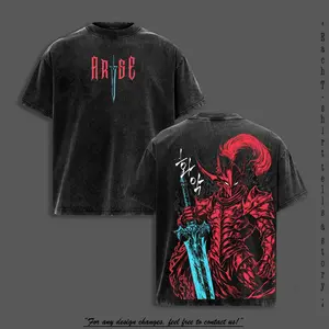 Igris Vintage Washed Oversized T-Shirt & Hoodie – Solo Leveling, Shadow Knight Commander Anime Graphic, Absolute Loyalty And Silent Blade Theme, Heavyweight Cotton Streetwear Unisex