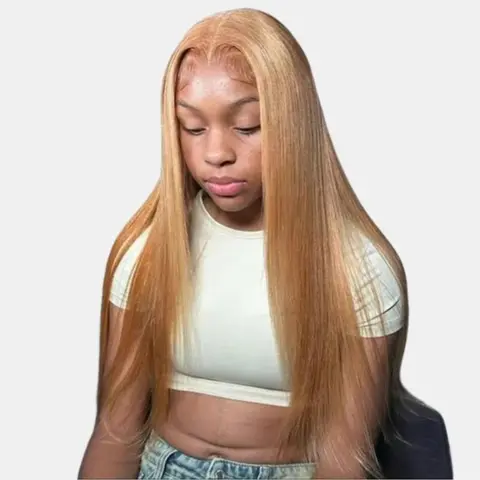 Hot Star Honey Blonde 13×6 Lace Front Wig Pre Plucked Blonde Straight Lace Front Wig 27# Color Straight HD Transparent Lace Front Wig For Women