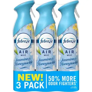Air Mist, Air Freshener Spray, Odor Fighting Room Spray, Deodorizer for Home Bathroom Kitchen Office Apartment Dorm Room Classroom, Jasmine & Honeysuckle Scent, 8.1oz (Pack of 3)