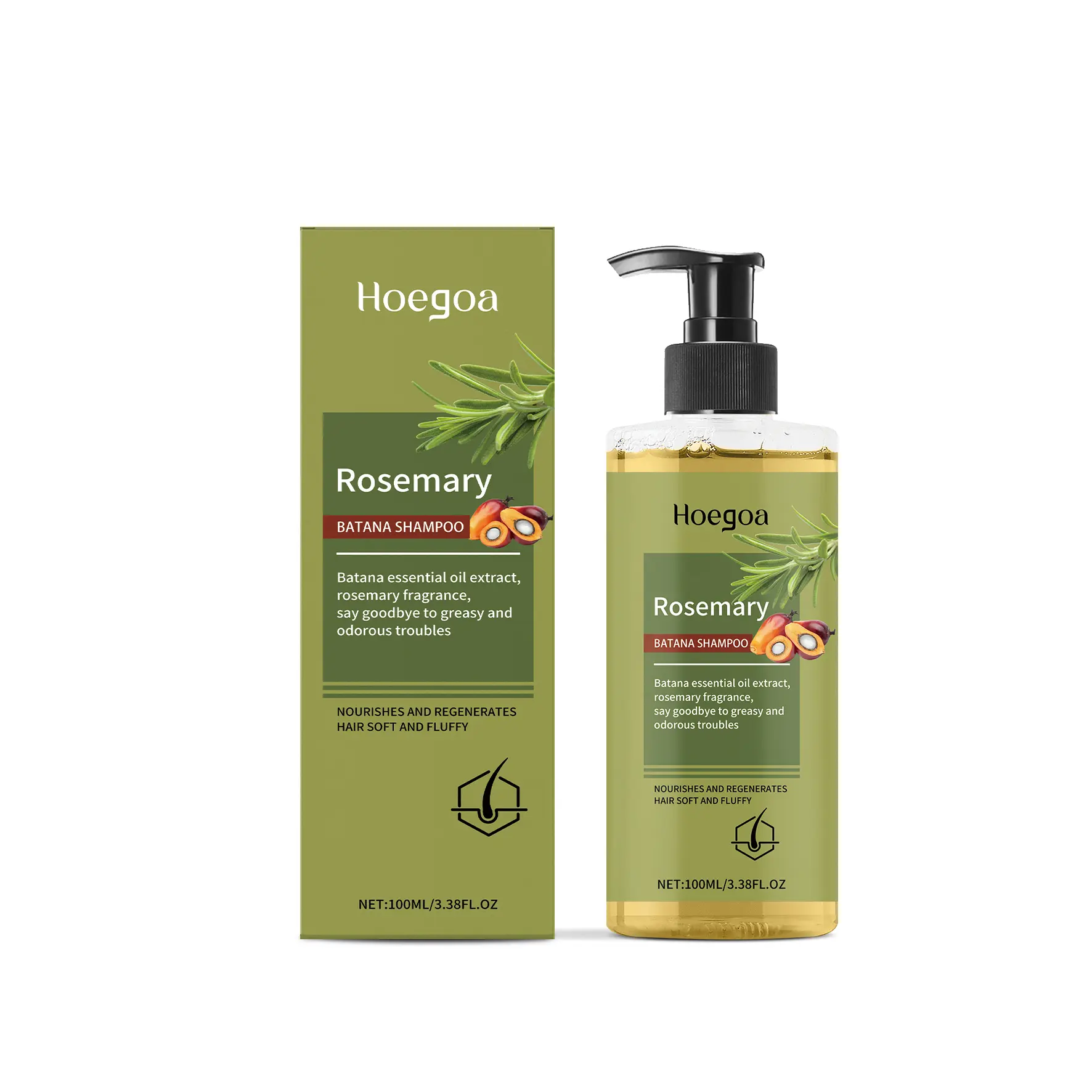Rosemary Strengthening Shampoo for Voluminous and Bouncy Hair, Hydrating Haircare Cleanser for Dry, Damaged Types - 100ml, Daily, Gentle, Voluminous Hair, Hydrating Volumizing Shampoo, Adults, Natural Hair Shampoo