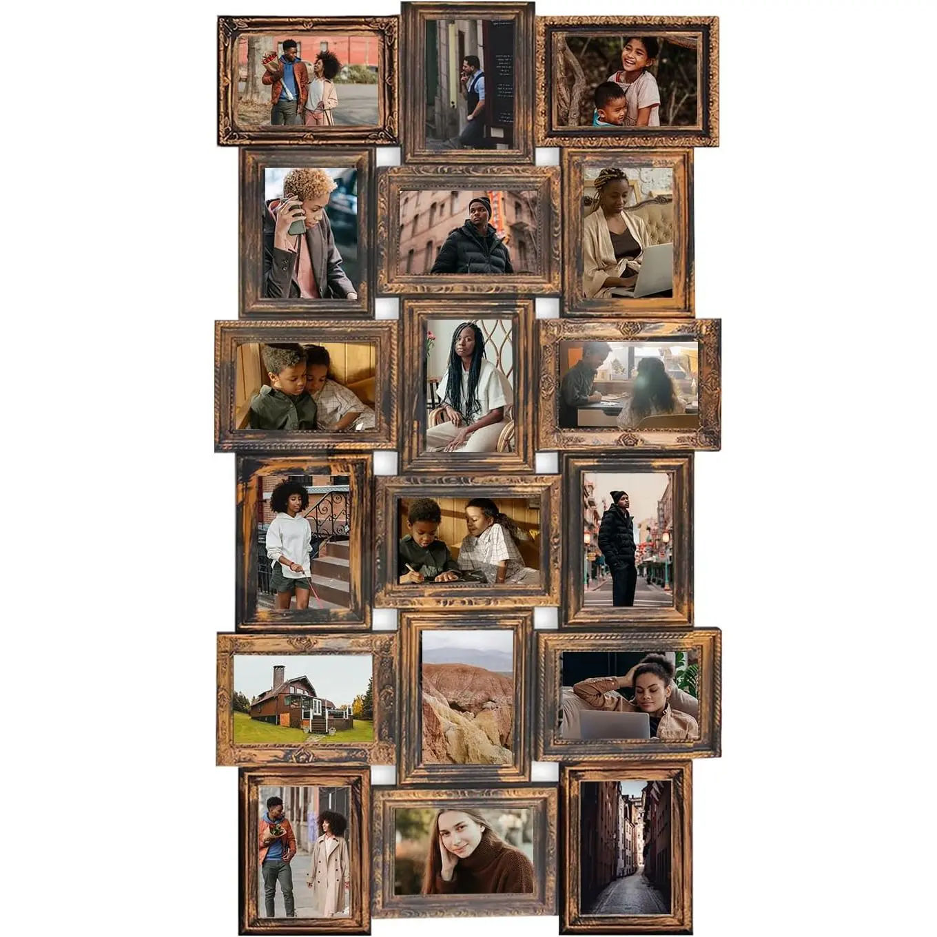 Collage Picture Frames for Wall Decor, 18-Opening Reunion Family Friends Picture Frame Set, 4x6 Photo Frames for Living Room Bedroom, Gallery Puzzle Collage Wall Hanging, Mother's Day ,
