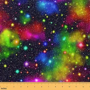 Feelyou Colorful Galaxy Upholstery Fabric by the Yd, Purple Blue Starry Sky Pattern Fabric, Waterproof Material for Upholstery & Home DIY Projects