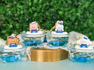 Sailor Bath Tub Liquid Keychain, Cute Rabbit Key Chain Ring Accessory, Kawaii Bear Bag Charm, Bunny Shaker, Pig Fidget Anxiety Toy, Dog cute keychain