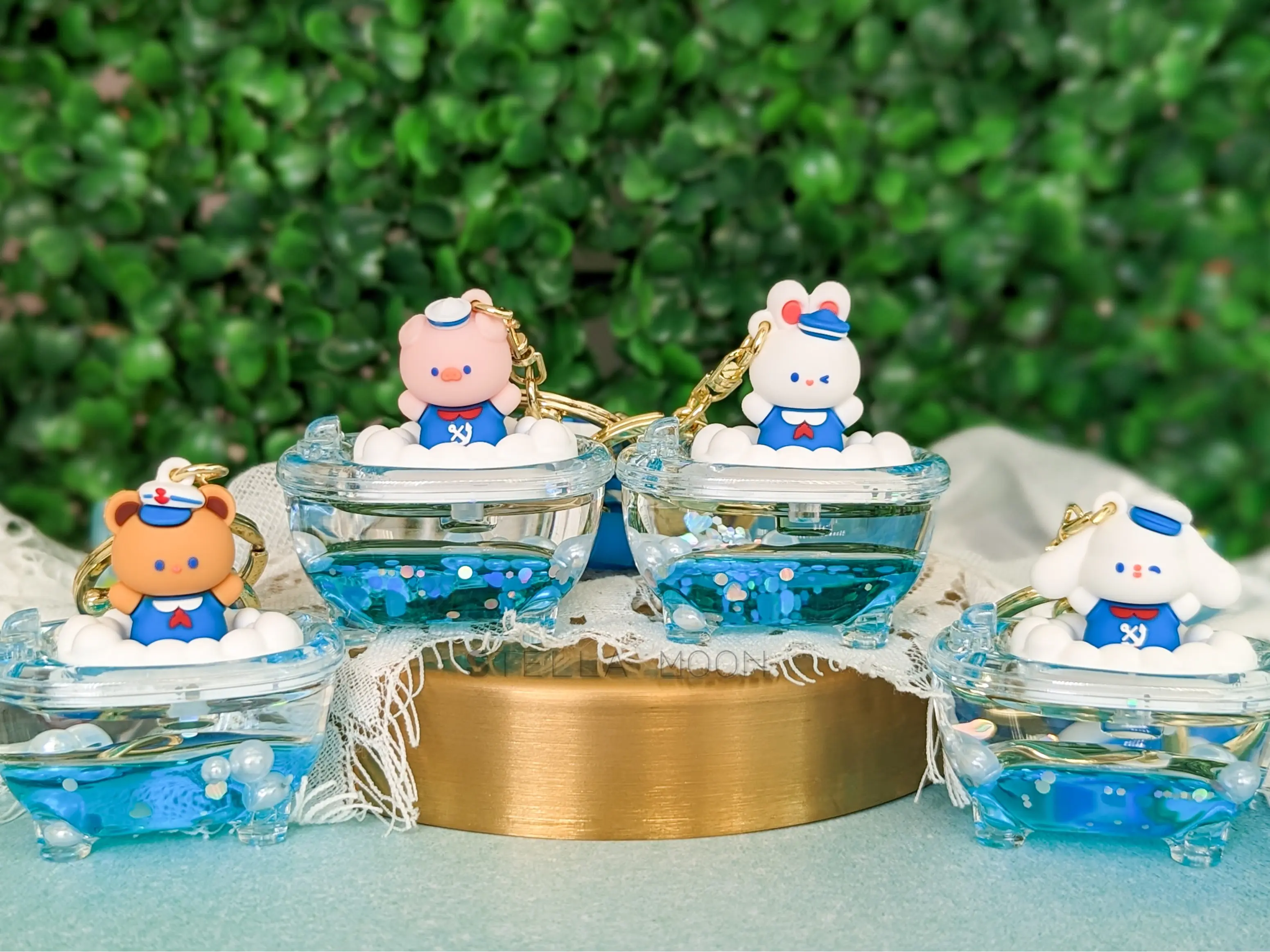 Sailor Bath Tub Liquid Keychain, Cute Rabbit Key Chain Ring Accessory, Kawaii Bear Bag Charm, Bunny Shaker, Pig Fidget Anxiety Toy, Dog cute keychain