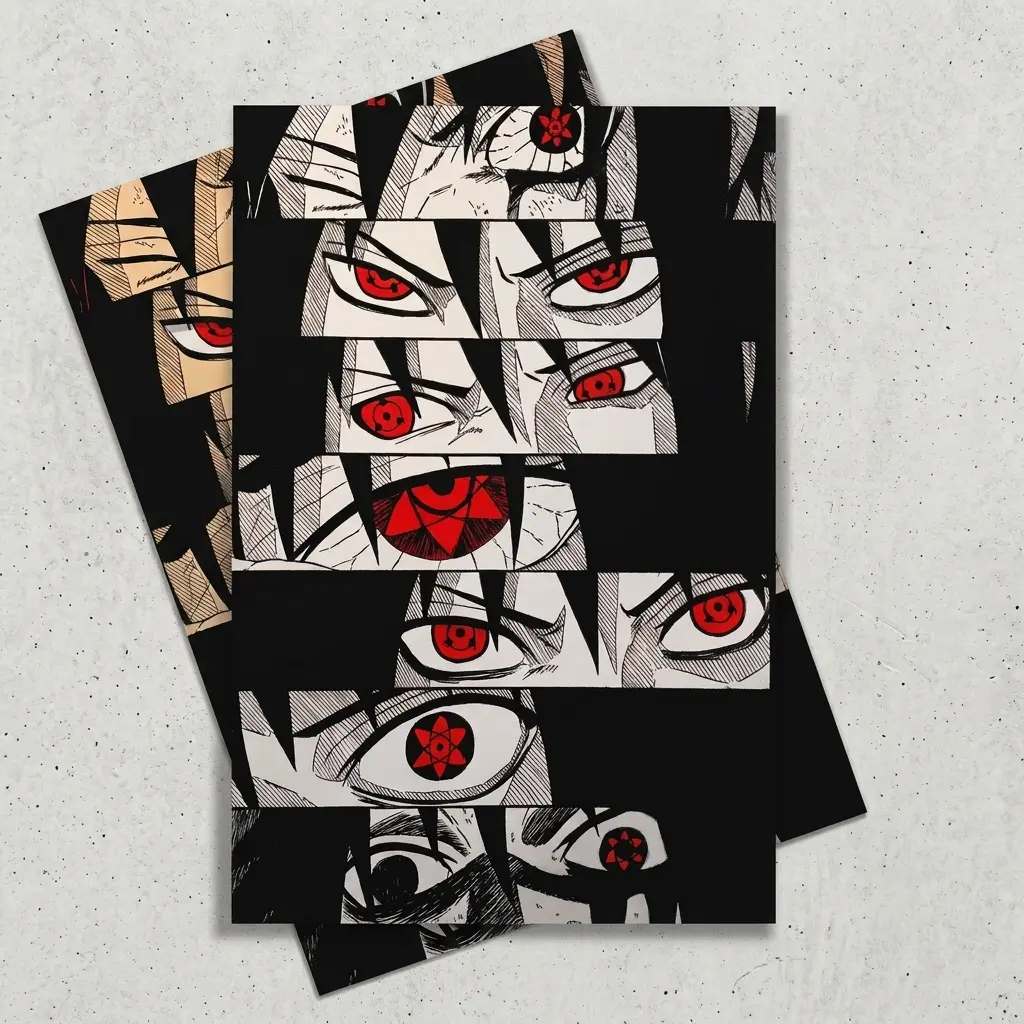 Naruto Eyes Sharingan Clan Japanese Ninja Anime Wall Art, Manga Room Decor, High Quality Prints Eco-Friendly Materials, Custom Options: Black Frame, Canvas Wrap or Unframed Poster, Perfect Otaku Trendy Aesthetic Gift gaming room office
