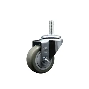 Service Caster SCC-TS20S314-PPUB-58212 Polyurethane Swivel Threaded Stem Caster - Threaded Castors with 3x1.25 in. Gray Wheel, 0.63 in. Stem, 300 lbs Capacity, Bolt Hole Compatible for Carts, Equipment