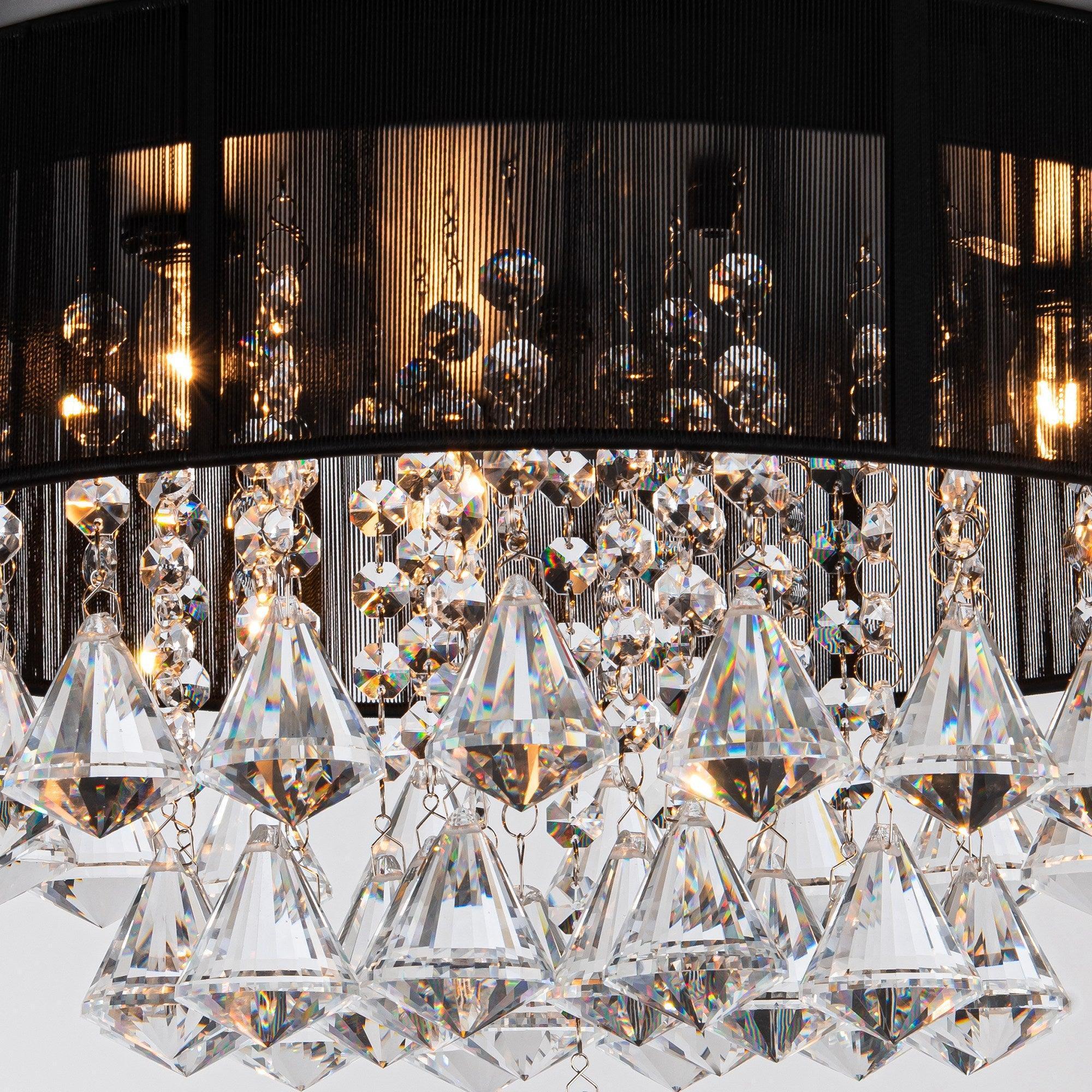 36" Bangaiore Modern Crystal Ceiling Fan, Downrod Mount with LED Light & Remote Control