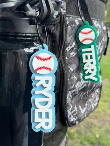 Personalized Acrylic Baseball Bag Tag 3D Printed Sports Team Keychain for Backpacks Diaper Bags Beach Totes Custom Name Add Style and Personality