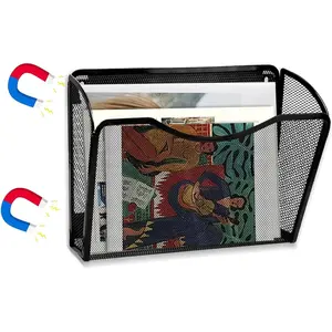 No Drilling Magnetic File Holder Magnetic File Folder Mail Organizer for Refrigerat Whiteboard Office