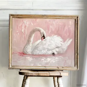 blush pink swan painting vintage Printable Wall Art nursery Decor Pink vintage Painting print poster Coquette Wall Art cottagecore Decoration Photo Artistic Room Gift