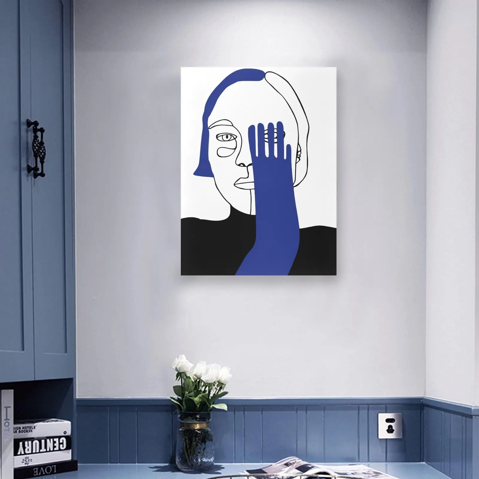 Art Painting Woman With Covered Face HD Print Canvas Painting Wall Art For Living Room Bedroom Office Decor 24x32inch, With Frame Decoration Poster