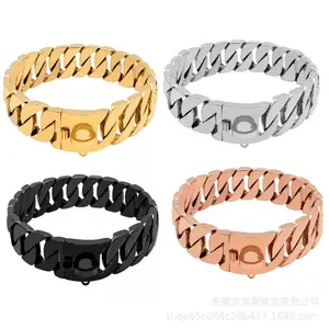 32mm thickened stainless steel Cuban chain necklace/bracelet, specially designed for dogs, with a double safety clasp - the perfect accessory for your beloved pet's everyday style and special occasions.