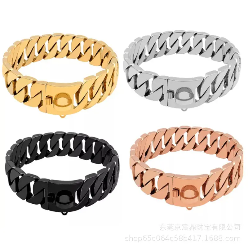 Dog Cuban Chain Necklace-Bracelet, 32mm Thickened Stainless Steel, Bite Resistant, Multi-Size, 30 inch(75cm), Double Safety Clasp, Street Star Pet Fashion Accessory for Everyday & Special Occasions, 304 Stainless Steel