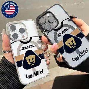 Pumas UNAM Jersey Liga MX Aesthetic Design Pattern Casing For iphone17 16 15 14 13 12 11 XS Plus Pro Max Samsung22 23 24 25 FE Ultra [Compatible withMagSafel] Magnetic transparent Soft Silicon TPU Protector Fashion Trend Anti-scratch Stylish Cover