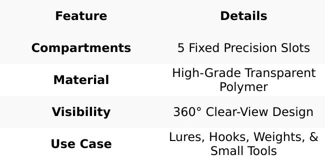 5-Compartment Transparent Professional Fishing Tackle Storage Box 5-Compartment Transparent Professional Fishing Tackle Storage Box