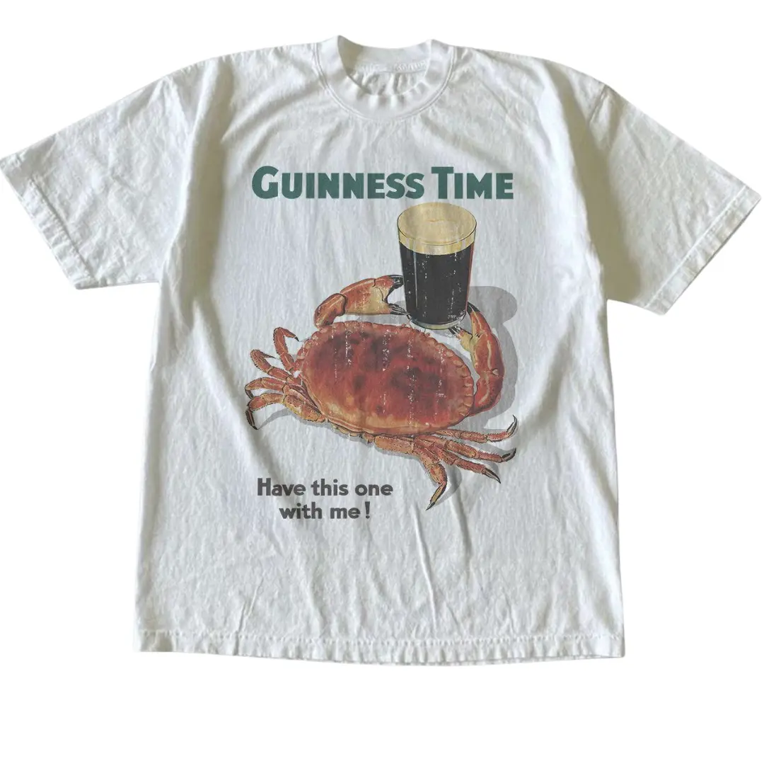 Gildan Men's Women's T-shirt, Guinness Time Big Crab Tshirt, Animal Vintage Graphic Tees, Ocean Lover, Funny Drinking Humor, Funny Gift For Husband, Party Shirt For Men, Menswear Womenswear Top Streetwear Crewneck Fit Minimalist