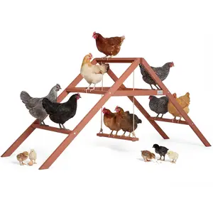 [5-year warranty] PETSFIT Wooden Chicken Perch & Roosting Bars for 10-12 Chickens–3-Layers Design with Swing, Durable Fir Solid Wood for Outdoor Coops,Easy Assembly & Cleaning,Promotes Healthy & Happy Chickens