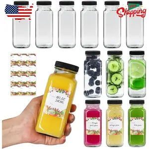 8 oz Glass Juice Bottles with Lids 12Pack, 240ml