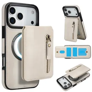 Magnetic for iPhone 17 16 Pro Max Case With Magnetic Zipper Card Holder, Magsafe Compatible, Anti-Drop, Full Camera Protection, PU Leather, Comfortable Grip, Fit Apple other series phone for Women and Man Case