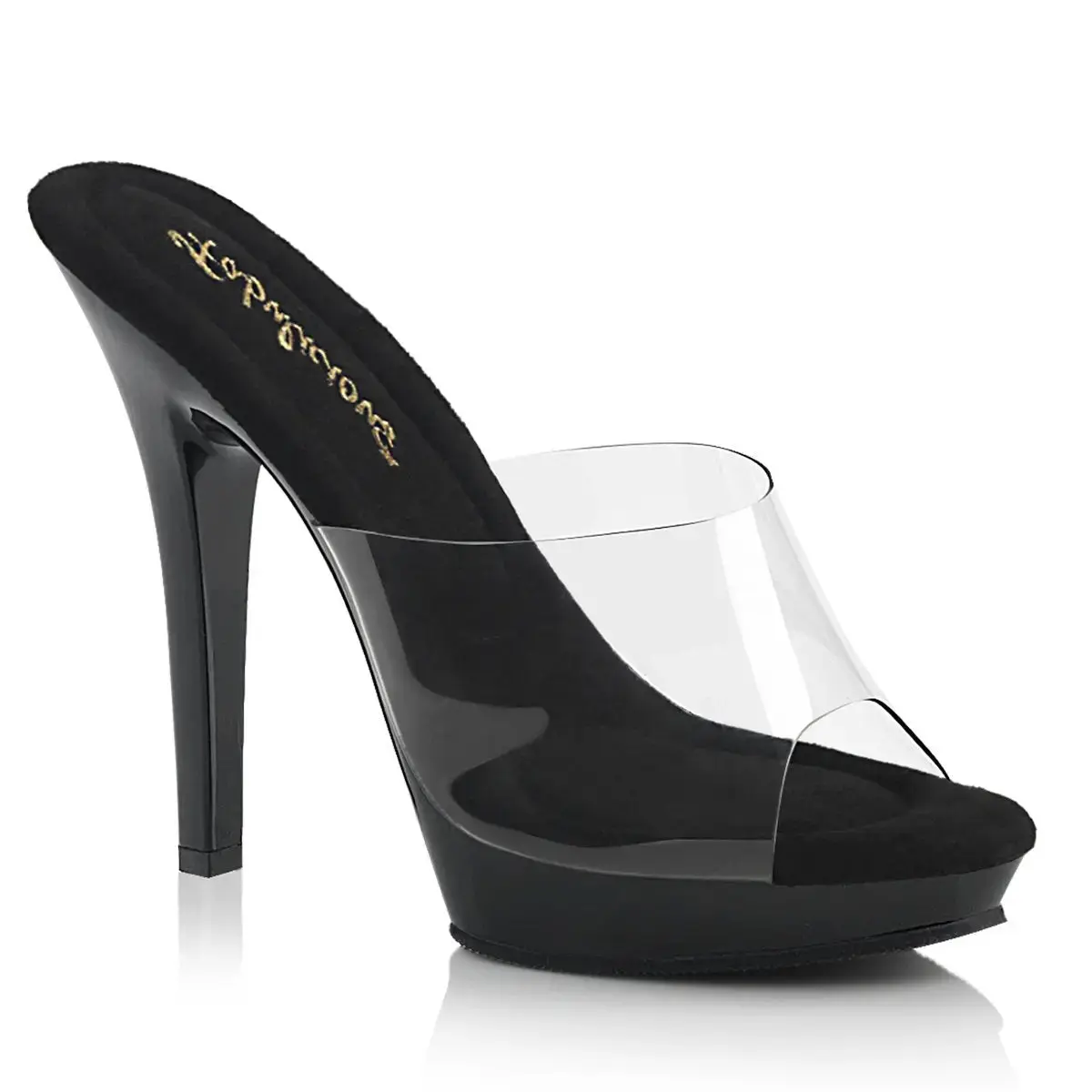 Fabulicious Lip-101 Women's Slide Heel Clear/Black