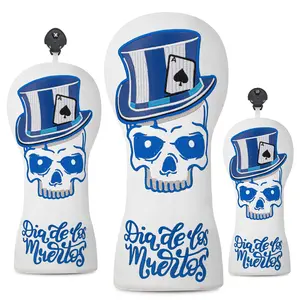 Top Hat Skull Emblem Golf Club Head Cover, Durable Protective Accessory, Unique Halloween Gift for Trendy Golfers