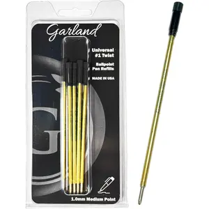 Universal #1 Cross Compatible Ballpoint Pen Refill, USA Made, Archival Ink, 1.0mm Medium Point, Smooth Writing, 5 Pack (Black)
