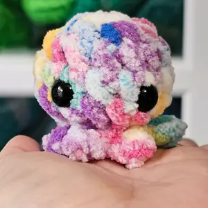 Crochet Tiny Rainbow Octopus Plush Toy - Collectible Stuffed Item for Entertainment