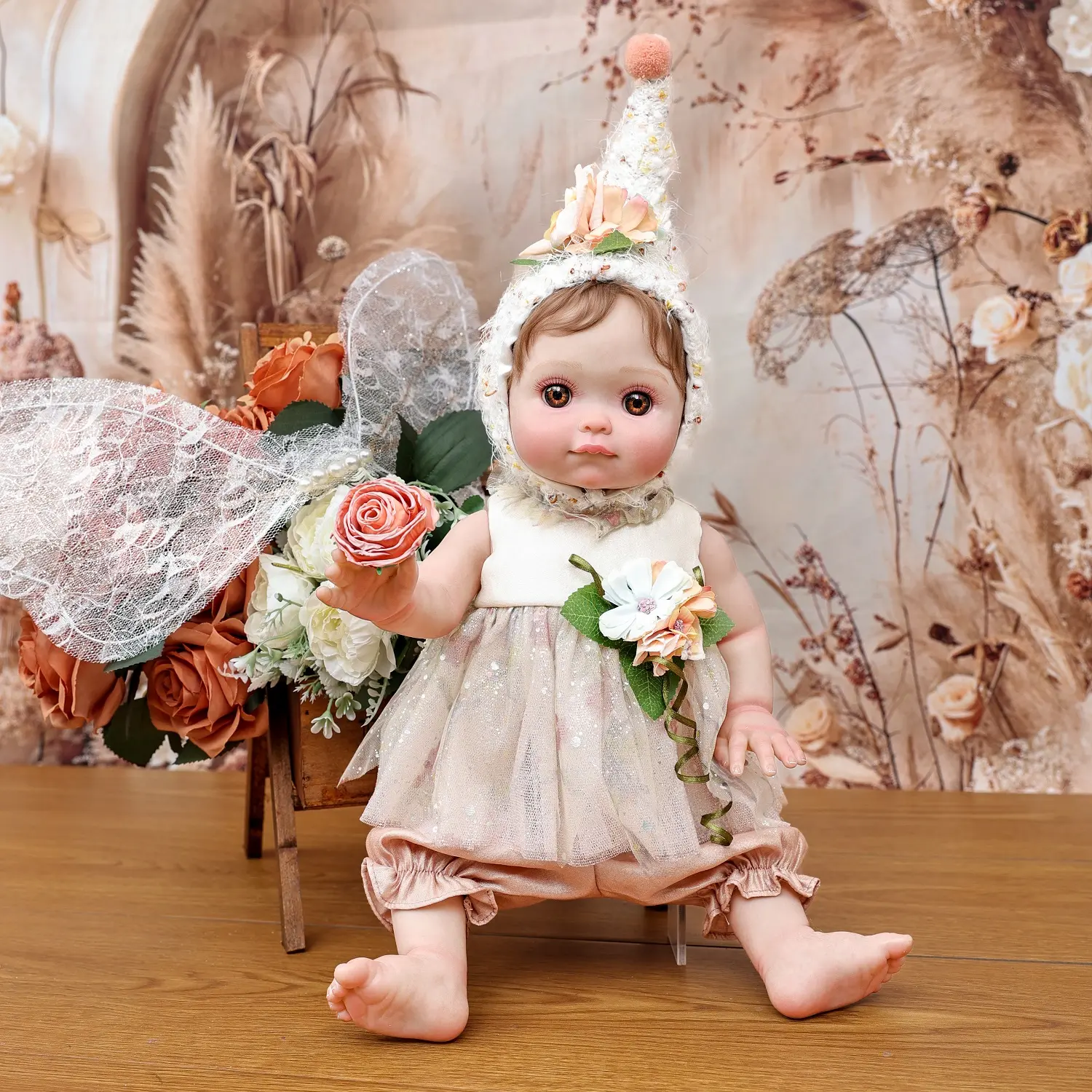 Beautiful Reborn Doll 18 Inches with Elf Wings and Elegant Outfit Perfect for Holiday Gifts Halloween Christmas Birthday Ideal Companion for Children