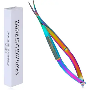 Professional Precise Pointed Tip Curved Nail Scissors Extra Fine Cuticle Scissors Grooming Kit for Eyebrow, Eyelash, Finger, Toe Nail Care