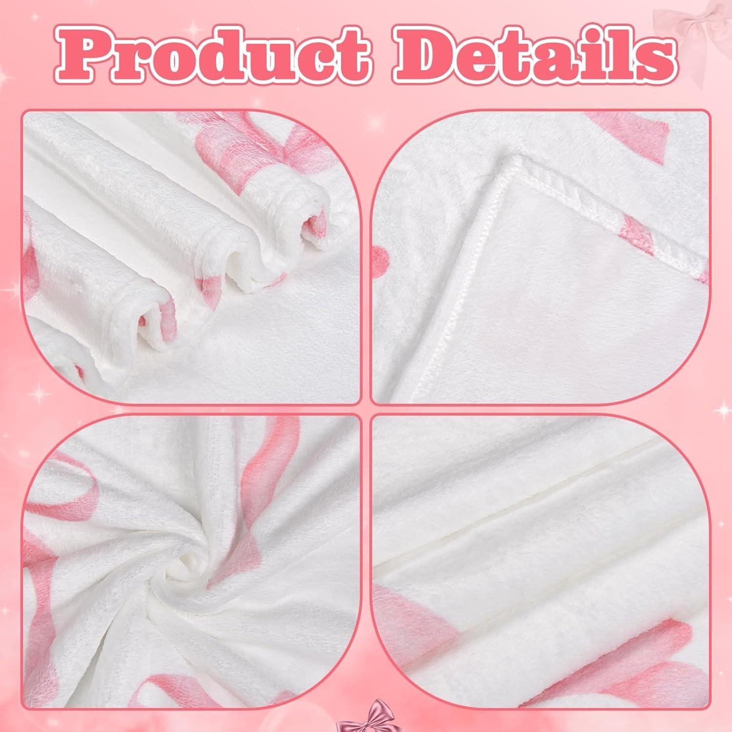 Pink bow blanket, bow gift, Easter bow gift, suitable for girls, ladies and children, pink spring flannel blanket, beautiful bedding with bows, Kid blanket
