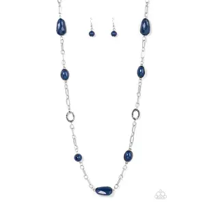 Barcelona Bash Blue Necklace with Blue Beads and Silver Chain