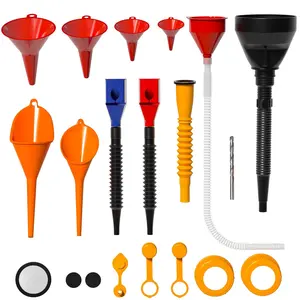 19 Pcs Automotive Funnel Set, Spout Replacements, Plastic Wide Mouth Transmission Funnels, Flexible Oil Funnel Kit for Automotive Use