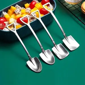 New Creative Shovel Shape Spoons Stainless Steel Desserts Spoon Mini Kitchen Utensils Tableware Cutlery